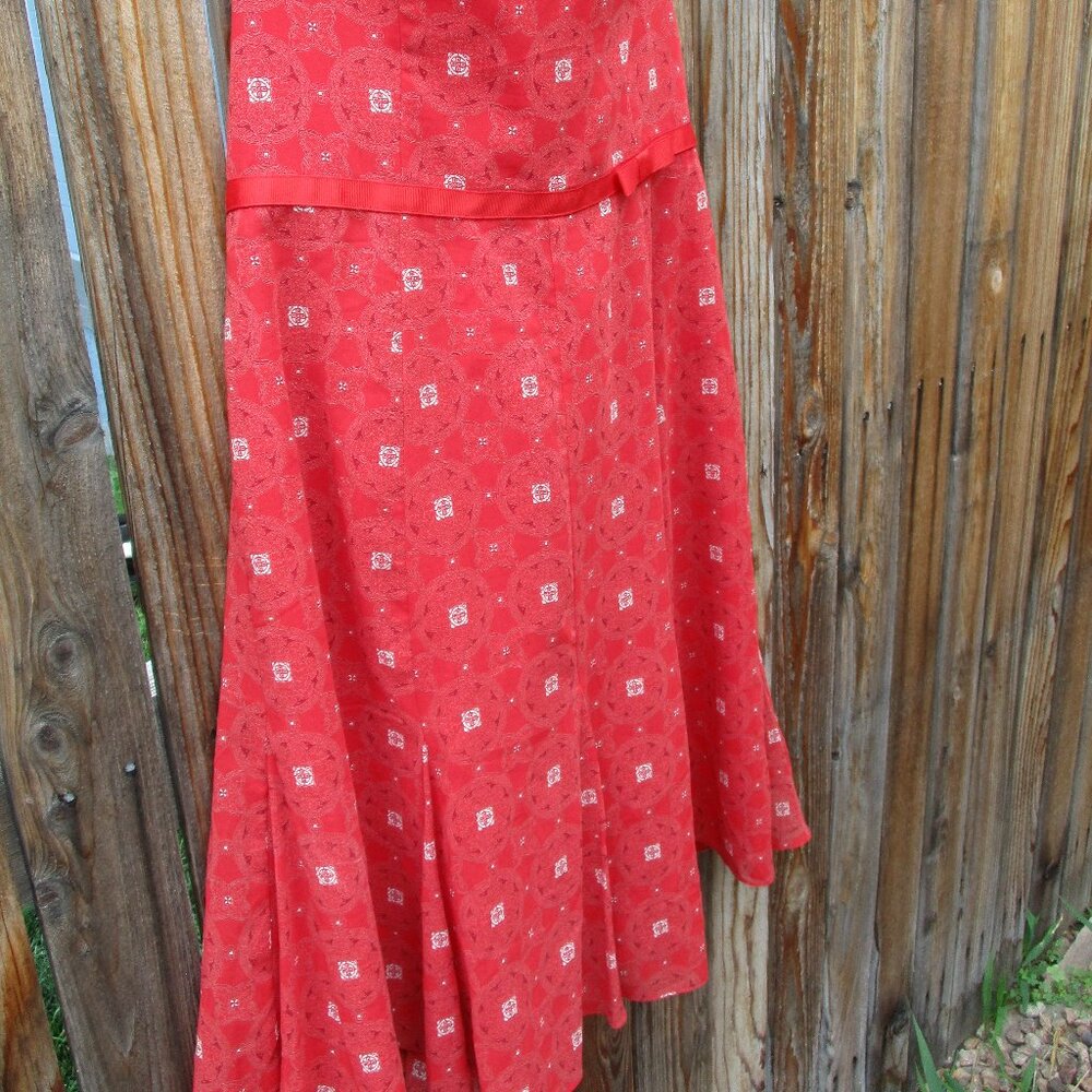 ABS Allen Schwartz Strapless Cocktail Dress Red White Size 12 New with Tag